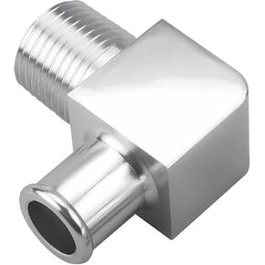 Heater Hose Fitting, 90 Degree Durable Aluminum Alloy Heater Hose Connector, Rust-Proof Chrome Plated Connector 1/2in NPT to 5/8in Hose Barb, Car Heater Hose Connector Accessories