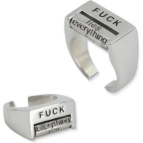 LIU JUN Fu*K Fidget Ring، حلقة التحكم في المزاج قابلة للتدوير، اللعنة عليك لي، اللعنة على كل شيء، حلقات قلق دوارة، إبداعية قابلة للتعديل، حلقة Fu*K، ملهمة، هدايا مجوهرات للنساء والرجال
