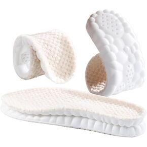 Warm Sport Insoles for Women Men,Thermal Shoe Insoles,Winter 4D Cloud Shoe Insoles for Boots, Fluffy Shoe Pads,Arch Support Plantar Fascitis Shoe Inserts,2 Pairs (Pink/Gray, Gray for Men (8-11))