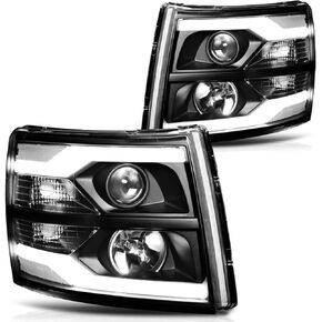 PM PERFORMOTOR Chrome Housing Clear Corner 3D LED Running Light Replacement Compatible with 07-14 Silverado, PMHL-CSIL-0713-ZLB-P-CC