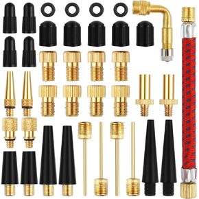 حزمة محول صمام الدراجة 42 قطعة، محول مضخة صمام إطارات الدراجة النحاسية مع محول صمام شريدر إلى بريستا/محول صمام بريستا إلى شريدر، محولات مضخة صمام إطارات الدراجة وموسعات صمام الكوع in Kuwait