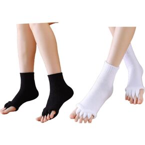 Yoga Sports GYM Five Toe Separator Socks Health Massage Foot for Non Slip, Pilates, Workout, Pure Barre, Ballet, Dance, Hospital Socks, Black