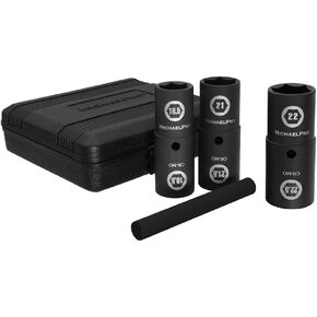 MichaelPro 1/2-inch Drive Impact Flip Lug Nut Socket Set – Includes 17mm, 19mm, 21mm Metric Sizes & 3/4-Inch,13/16-Inch, 7/8-Inch SAE Sizes, Chrome Moly Steel for Lifetime Use | MP005022