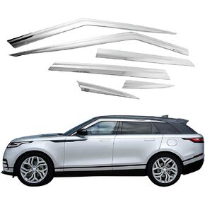 AUTOCLOVER Tape-On Rain Guards Window Visors 6 Pcs Set for Land Rover Range Rover Velar 2018 2019 2020 2021 2022 2023 / Window Deflectors, Out-Channel Vent Shades (Chrome)