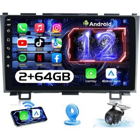 راديو السيارة لهوندا CRV 2007-2011 ستيريو: 4G+32G 9 بوصة Android 13 carplay اللاسلكي وAndroid Auto، شاشة لمس عالية الدقة 1280 * 800، 5G WiFi 5.0 Bluetooth DSP GPS SWC Mirror Link FM & 1080P كاميرا احتياطية