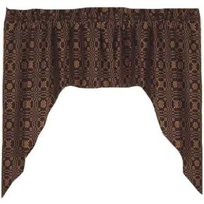 Home Collection by Raghu, 72 by 36" Lover's Knot Jacquard Black and Mustard Swag, Multi