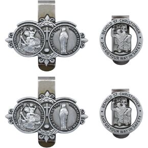 Saint Christopher Visor Clip for Car, Saint Christopher Medal for Car Visor, Car Automotive Accessories, Talisman for Safety, Great Catholic Gift for New Driver and Car Owners