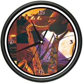 SignMission Beagle Jazz Club Wall Clock Music Sax Player bar Lounge Gift