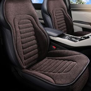 Priprilod Car Seat Covers Full Set, Breathable Brown Linen Front and Rear Seat Covers Protector Universal for Most Types of Cars Trucks SUV Pick-up Truck