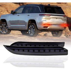 Red LED Rear Bumper Reflectors Fog Brake Tail Light Lamps Compatible with Jeep Grand Cherokee 2022 2023 2024 2025 Reflector Light Turn Signal Kits (SMOKED)