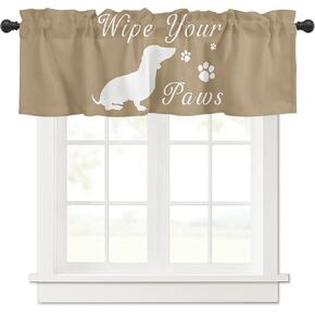 Window Valance Curtain Wipe Your Paws,Dachshund Footprints Valance Tier Curtain Blackout Rod Pocket Curtain Valance for Kitchen/Bedroom/Living Room//Bathroom, 1 Panel, 54 x 18 Inch