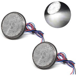 Biqing 2Pcs Motorcycle Rear Lights Turn Signal Light,Universal Round Tail Brake Lamp Rear Lamp 12V 24 LED Reflector Brake Stop Marker Light Indicator for Car Motorcycle Truck(White