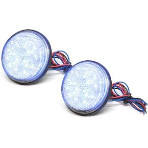 Biqing 2Pcs Motorcycle Rear Lights Turn Signal Light,Universal Round Tail Brake Lamp Rear Lamp 12V 24 LED Reflector Brake Stop Marker Light Indicator for Car Motorcycle Truck(White in Kuwait