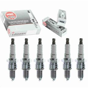 6 pc NGK V-Power Spark Plugs compatible with Jeep CJ5 3.8L 4.2L L6 1972-1977