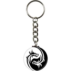 Square Deal Recordings & Supplies Yin Yang Symbol With Dragons - 1.5" Metal Keychain
