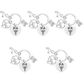 5 Pcs Physician Assistant Gifts PA Keychain Physician Assistant Graduation Gift Medical Student Gift Doctor Assistant Gift Physician Assistant Appreciation Gifts PA Week Christmas Birthday Gifts