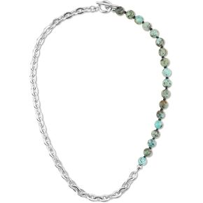 GAVU Stainless Steel Chain Necklace for Men Hand-knotted Crystal Beaded Necklace for Men