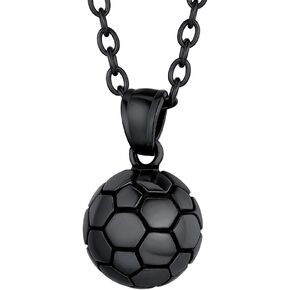 PROSTEEL Stainless Steel/Gold Plated/Black Soccer Football Necklaces Pendant with Chain for Men Women Sport Fan Jewelry Soccer Charm Necklace
