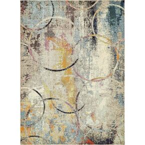 Unique Loom Chromatic Collection Modern Rustic & Vibrant Abstract Area Rug for Any Home Décor, Rectangular 9' 0" x 12' 0", Beige/Blue