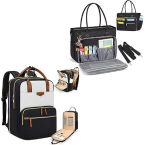 RAINSMORE Teacher Tote Bag 15.6 inch Laptop Bag and Backpack for Women College Computer Backpack