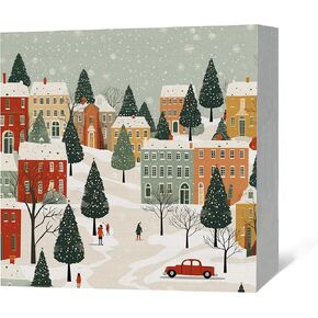 Winter Wood Box Sign Decor, Winter Wonderland Sign, Christmas Tree Wooden Box Sign, Wooden Christmas Signs, Winter Home Decor Xmas Holiday Decoration for Home Office Desk Shelf Table Decor