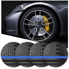 4 قطع أغطية مركز عجلة السيارة ذات العلم الأمريكي، أغطية محور السيارة 56 مم للحواف، ملحقات خارجية مقاومة للماء والغبار للسيارات، عالمية لسيارات الدفع الرباعي والشاحنات وRV (أسود) in Kuwait