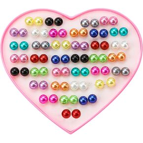 36 Pairs Size 9.5mm Colored Studs Earrings for Women, Colourful Cute Faux Pearls Small Ball Ear Set, Colorful Jewelry Pack, Hypoallergenic Aretes de Bolitas Colores for Gift (Assorted Multi Colors)