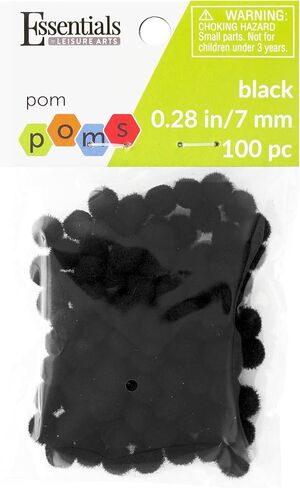 كرات بوم بوم من ايسينشالز باي ليجر ارتس - لون اسود - 7 ملم - 100 قطعة من كرات بوم بوم للفنون والحرف اليدوية - كرات بوم بوم للحرف اليدوية - كرات منفوشة للحرف اليدوية in Kuwait