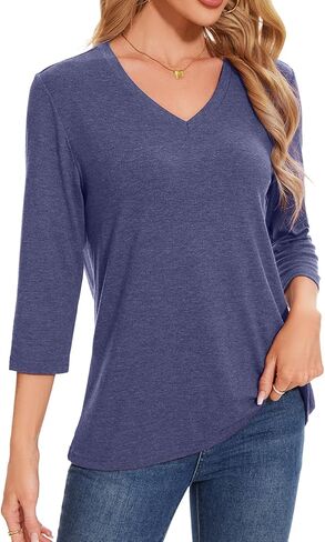 3/4 Length Sleeve Womens Tops V Neck Loose Fit Casual Tunic Spring Tops for Women Business Work Shirts 3 Pack in Saudi Arabia