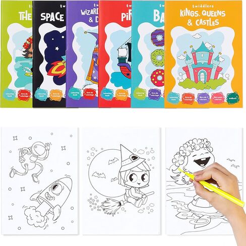 THE TWIDDLERS - 24 Pack 6 Themes Bulk Mini Coloring Books for Kids Ages 3+, Includes Farm & Wild Animals, Birds, Sea, Crawlies - Dinosaur Coloring Book Party Favor, Classroom Activity Books in Kuwait
