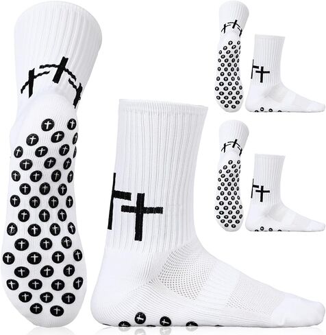 2 Pairs Christian Anti Slip Socks Cross Soccer Socks for Men Women Non Slip Sports Socks for Football Basketball Hockey in Kuwait