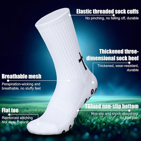2 Pairs Christian Anti Slip Socks Cross Soccer Socks for Men Women Non Slip Sports Socks for Football Basketball Hockey in Kuwait