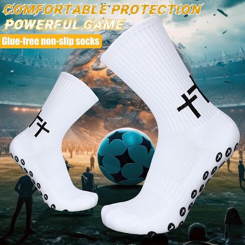2 Pairs Christian Anti Slip Socks Cross Soccer Socks for Men Women Non Slip Sports Socks for Football Basketball Hockey in Kuwait