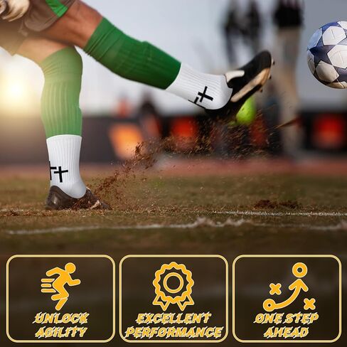 2 Pairs Christian Anti Slip Socks Cross Soccer Socks for Men Women Non Slip Sports Socks for Football Basketball Hockey in Kuwait