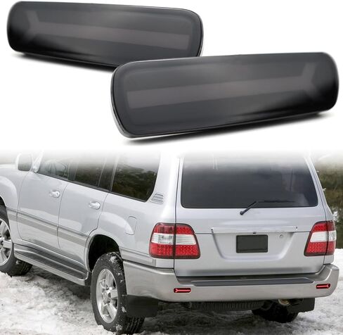 LED Rear Bumper Reflectors Fog Brake Tail Light Lamps Compatible with Toyota Land Cruiser Lexus LX470 1998-2007 Add on Turn Signal Accessories (SMOKED STYLE) in Kuwait
