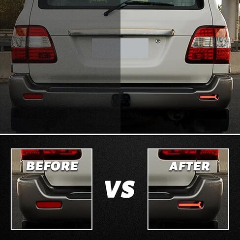 LED Rear Bumper Reflectors Fog Brake Tail Light Lamps Compatible with Toyota Land Cruiser Lexus LX470 1998-2007 Add on Turn Signal Accessories (SMOKED STYLE) in Kuwait