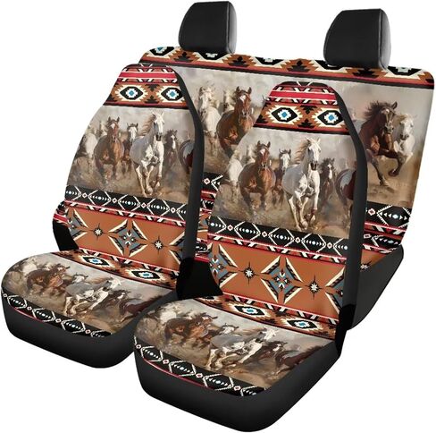 Horse Aztec Tribal Print Car Seat Cover Cushion Protector Covers, Breathable Automotive Seat Protector for Women Men, Universal Car Seat Cover Full Set Fits for Truck Van SUV Sedan Vehicle in Saudi Arabia