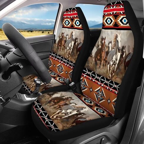 Horse Aztec Tribal Print Car Seat Cover Cushion Protector Covers, Breathable Automotive Seat Protector for Women Men, Universal Car Seat Cover Full Set Fits for Truck Van SUV Sedan Vehicle in Saudi Arabia