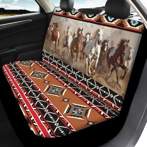 Horse Aztec Tribal Print Car Seat Cover Cushion Protector Covers, Breathable Automotive Seat Protector for Women Men, Universal Car Seat Cover Full Set Fits for Truck Van SUV Sedan Vehicle in Saudi Arabia