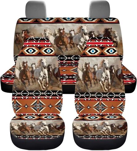 Horse Aztec Tribal Print Car Seat Cover Cushion Protector Covers, Breathable Automotive Seat Protector for Women Men, Universal Car Seat Cover Full Set Fits for Truck Van SUV Sedan Vehicle in Saudi Arabia