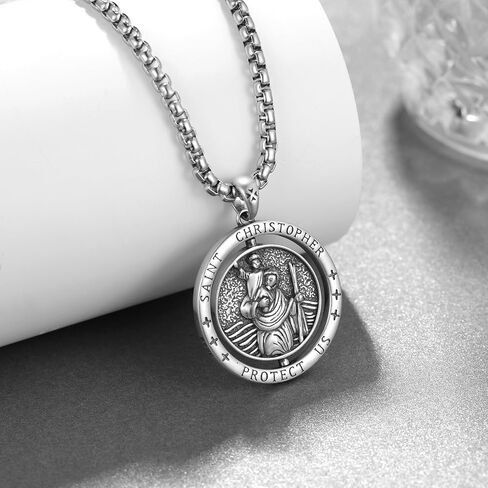 Virgin Mary Necklace 925 Sterling Silver Virgen De Guadalupe Necklace Amulet Necklace for Men Protection Jewelry for Men Women in Kuwait