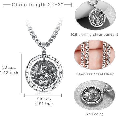 Virgin Mary Necklace 925 Sterling Silver Virgen De Guadalupe Necklace Amulet Necklace for Men Protection Jewelry for Men Women in Kuwait