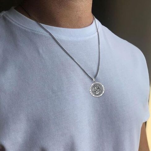 Virgin Mary Necklace 925 Sterling Silver Virgen De Guadalupe Necklace Amulet Necklace for Men Protection Jewelry for Men Women in Kuwait