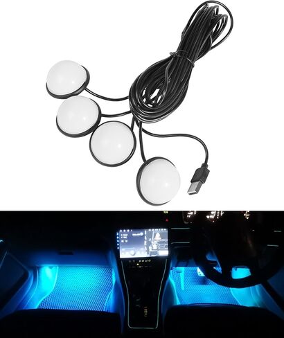 Car Interior LED Lights,Led Lights for Car,Car Accessories Car Led Lights,Interior Car Lights with USB Port,Car Decor Lights, Automotive Ambient Neon Light Kit for Car (Colorful) in Saudi Arabia