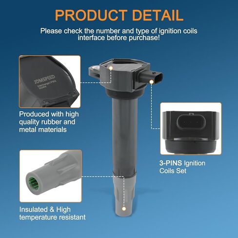 مجموعة من 6 ملفات إشعال متوافقة مع كرايسلر 300 سيروس سيبرينغ باسيفيكا دودج تشارجر ماغنوم ستراتوس أفينجر تشالنجر جورني نيترو V6 2.7L 3.5L استبدال # UF502، 4606869AA، 4606869AB in Kuwait