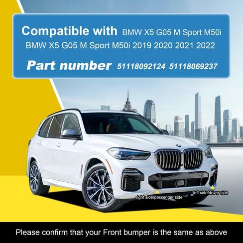 Car Front Bumper Tow Hook Cover Compatible with BMW X5 G05 M Sport M50i 2019 2020 2021 2022 Trailer Cover Cap Without Base 51118092124 51118069237 Towing Eye Cap Black Left Driver Side in Kuwait