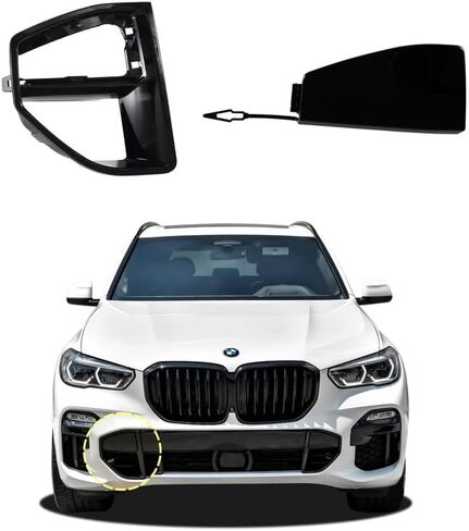 Car Front Bumper Tow Hook Cover Compatible with BMW X5 G05 M Sport M50i 2019 2020 2021 2022 Trailer Cover Cap Without Base 51118092124 51118069237 Towing Eye Cap Black Left Driver Side in Kuwait
