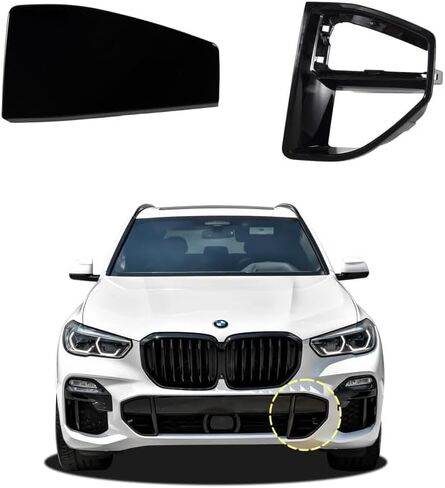 Car Front Bumper Tow Hook Cover Compatible with BMW X5 G05 M Sport M50i 2019 2020 2021 2022 Trailer Cover Cap Without Base 51118092124 51118069237 Towing Eye Cap Black Left Driver Side in Kuwait