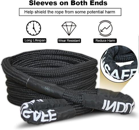 Kinetic Recovery Tow Rope, 22000lbs Heavy Duty Offroad Snatch Strap, Heavy Duty Offroad Power Recovery Rope with Bag,Vehicle Recovery Rope for Jeep Car Truck ATV UTV SUV (7/8'' X 20FT) in Kuwait