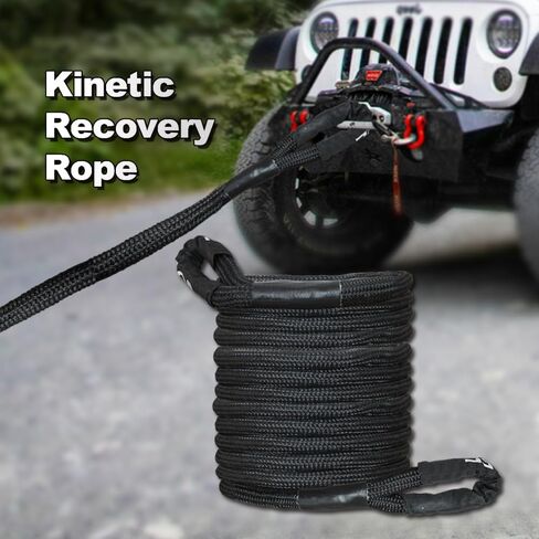 Kinetic Recovery Tow Rope, 22000lbs Heavy Duty Offroad Snatch Strap, Heavy Duty Offroad Power Recovery Rope with Bag,Vehicle Recovery Rope for Jeep Car Truck ATV UTV SUV (7/8'' X 20FT) in Kuwait